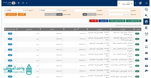 انتخاب صفحه تفویض اختیار